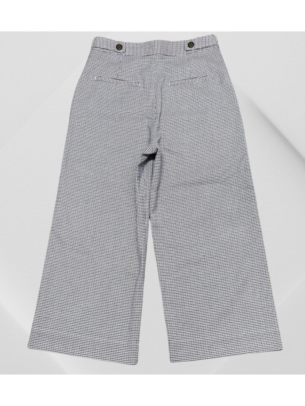 Jason wu houndstooth pants Black Blue Red Womens Crop Wide Leg Size 8 Side Tab